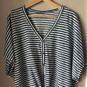 NWT A.N.A. Navy Stripe Tie Front Dolman Sleeve Top